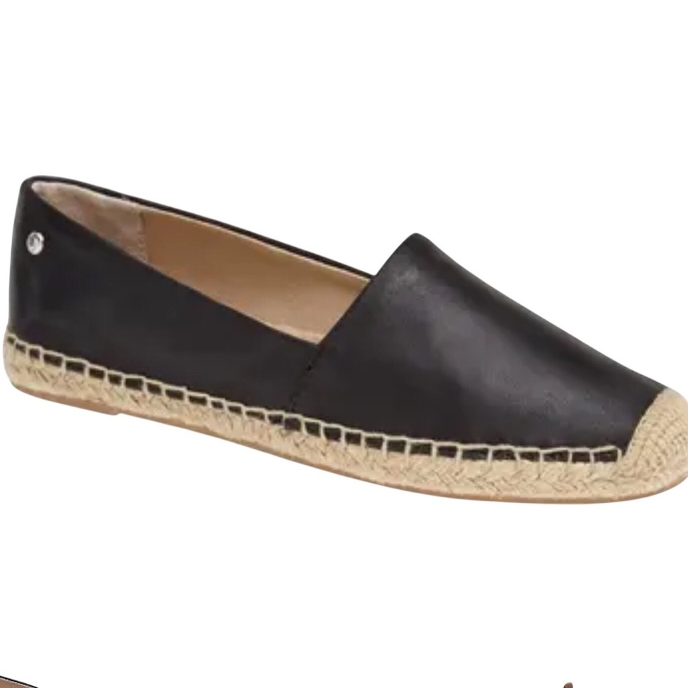 Sam Edelman Lynn Leather Espadrilles Black Slip On Flats Resort Coastal 8.5